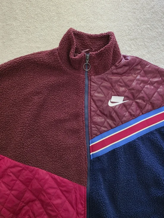 Nike Sportswear Retro Sherpa Fleece Track Jacket, Women's Small, GUC - Burgundy - Picture 4 of 12
